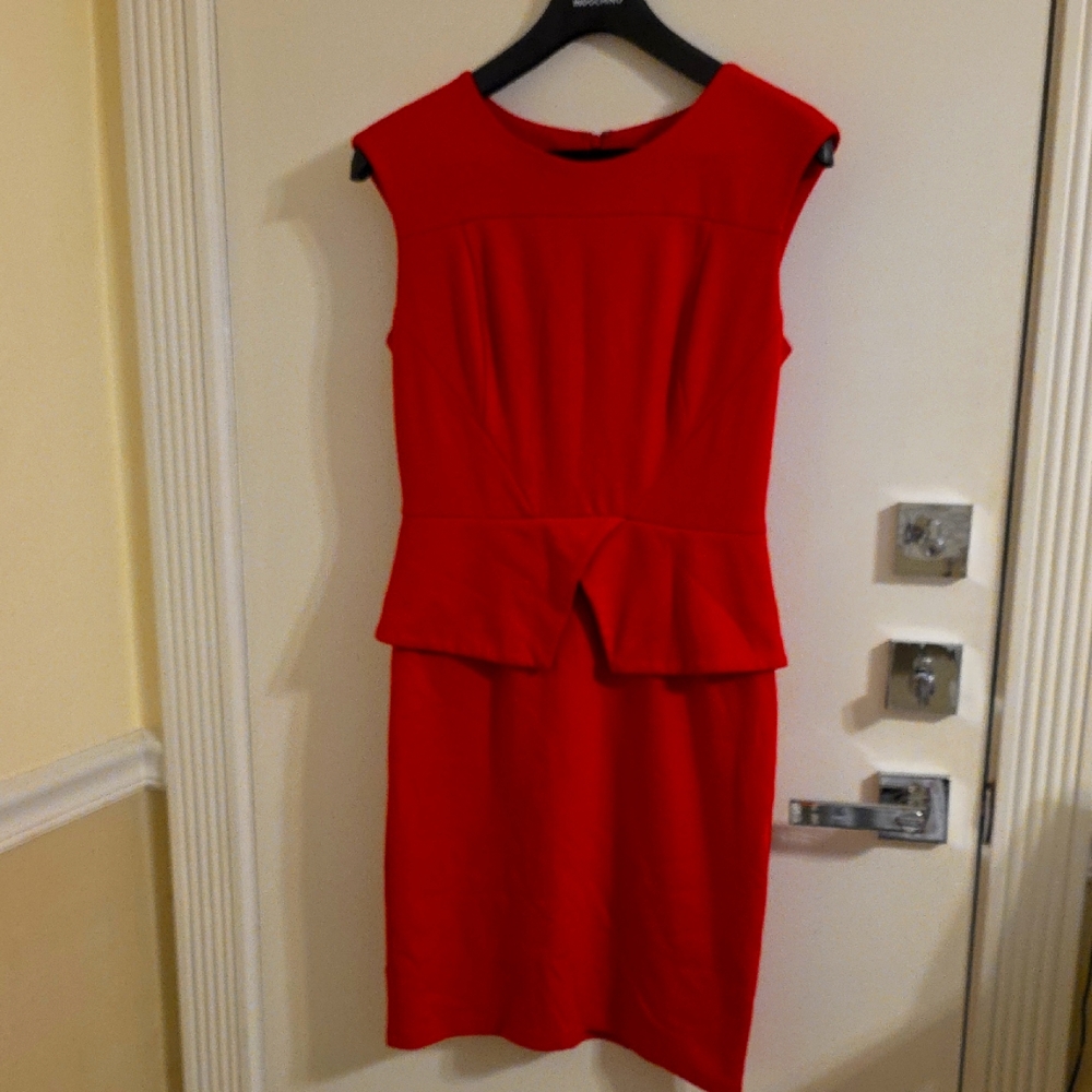 Calvin Klein Red Sleeveless Peplum Dress